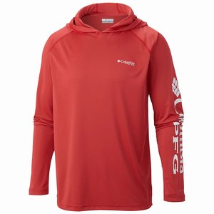 Columbia PFG Terminal Tackle™ Hoodie Herr Röda/Vita (RXSAZ1506)